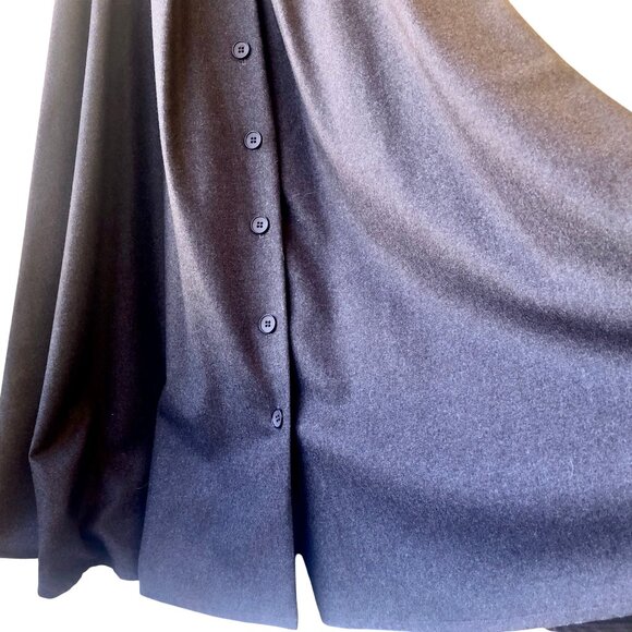 Brown 100% Wool Maxi Long Skirt Button Down Front Vintage 80's USA Womens 14 - Picture 8 of 15